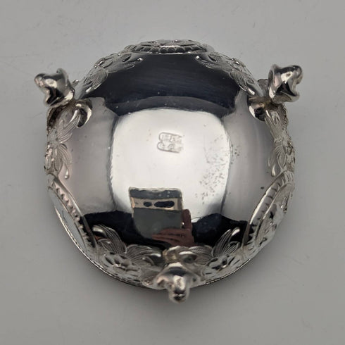 1900 年左右英國古董銀盤鹽盤和勺子 6 對套裝帶盒