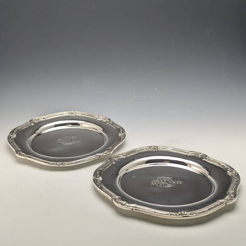 1900 年左右美國古董純銀側盤一對共 366 克