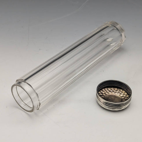 Around 1910 British Antique Pure Silver Lid Glass Bottle Set of 4 Percy Whitehouse