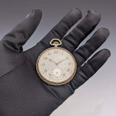 アンティーク スイス LANCO 懐中時計 薄型ゴールドプレートケース 動作良好