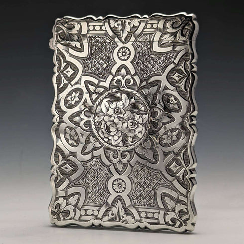 1872 British antique sterling silver card case 50g GEORGE UNITE