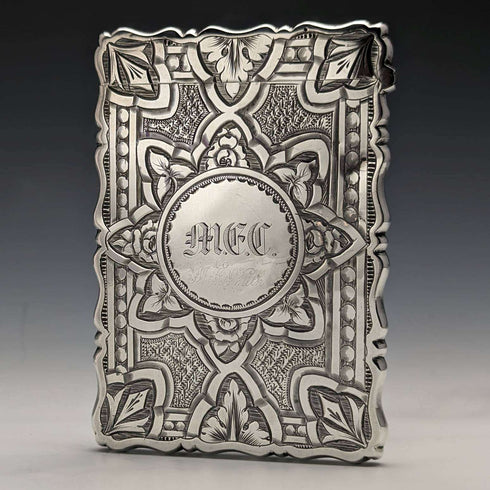 1872 British antique sterling silver card case 50g GEORGE UNITE
