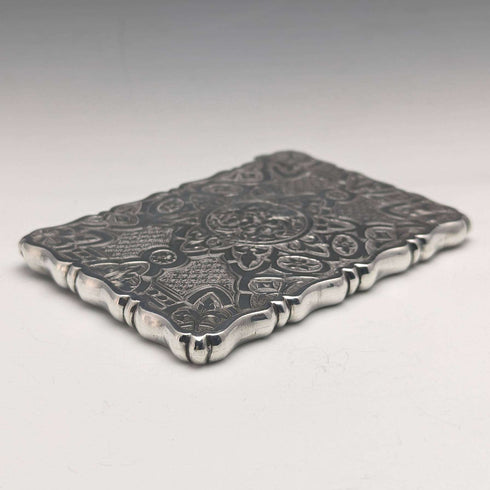 1872 British antique sterling silver card case 50g GEORGE UNITE
