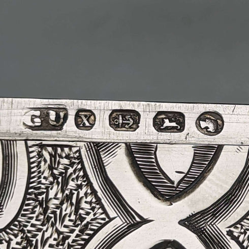 1872 British antique sterling silver card case 50g GEORGE UNITE