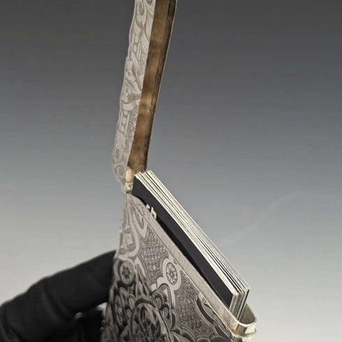 1872 British antique sterling silver card case 50g GEORGE UNITE