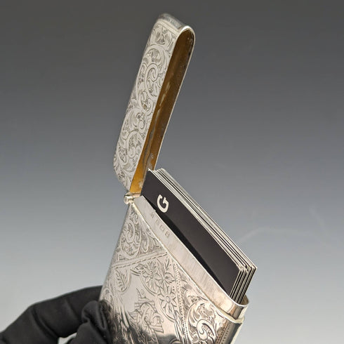 1906年 英国アンティーク 純銀製カードケース 62g Joseph Gloster