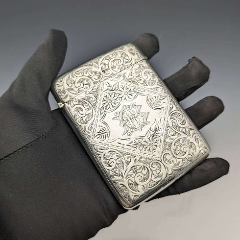 1906年 英国アンティーク 純銀製カードケース 62g Joseph Gloster