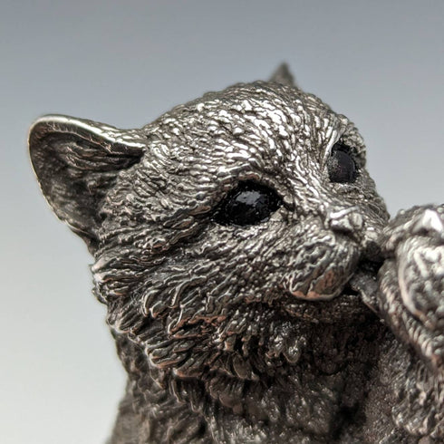 英國鄉村藝術家兩隻小貓純銀雕塑雕像