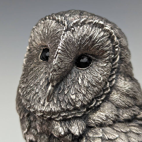英國鄉村藝術家貓頭鷹純銀雕塑雕像