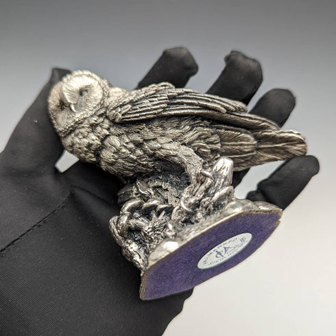 英國鄉村藝術家貓頭鷹純銀雕塑雕像