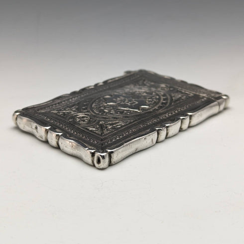1882 British antique sterling silver card case 53g Frederick Marson
