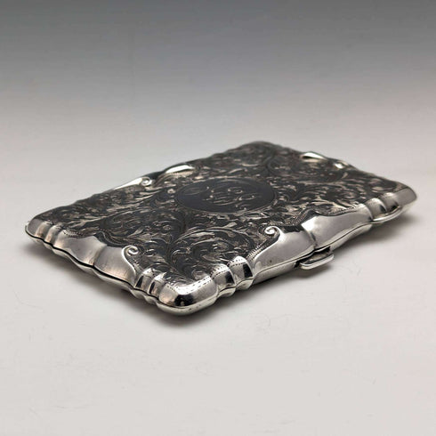 1909 British Antique Sterling Silver Card Case 63g Cohen and Charles