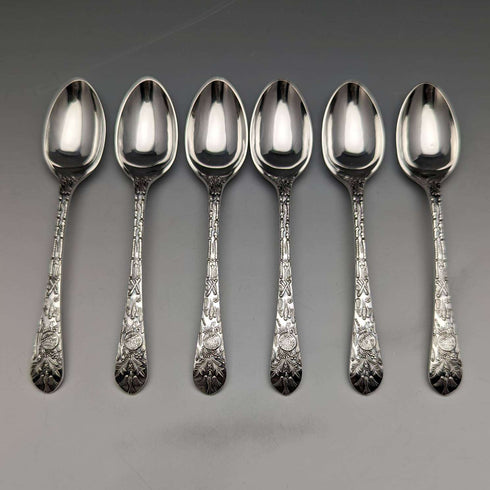 Around 1875 Set of 6 English Antique Silver Plated Teaspoons