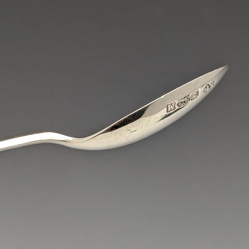 1936 British vintage enamel decorated sterling silver teaspoon set of 6 in a case