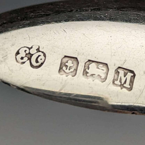 1936 British vintage enamel decorated sterling silver teaspoon set of 6 in a case