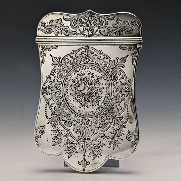 1869 British antique pure silver deformed card case 92g ROBERT THORNTON