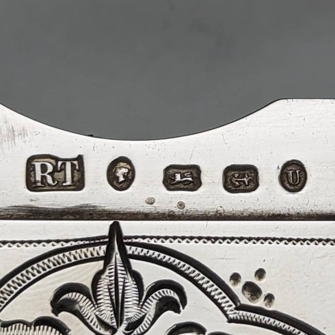 1869 British antique pure silver deformed card case 92g ROBERT THORNTON