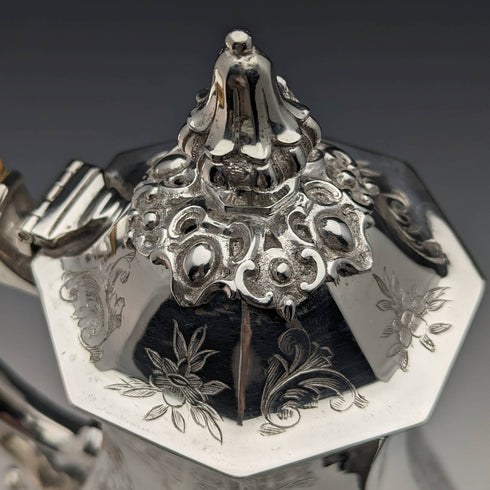 1850s British antique silver plated coffee server Thomas Bradbury