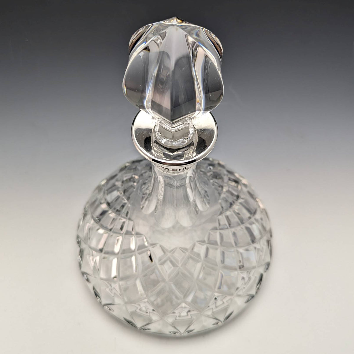 英国製 カットガラス 純銀装飾 シップスデキャンタ MAPPIN and WEBB
