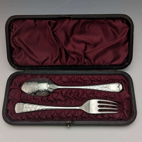 1895年頃 英国アンティーク シルバープレート製 クリスニングカトラリーセット Henry Atkin ケース入