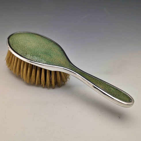 1927年 英国ヴィンテージ 純銀&レザー ハンドル ブラシ 4点セット Collet and Anderson