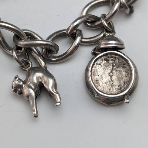 英国ヴィンテージ 純銀製 チャームブレスレット 45g