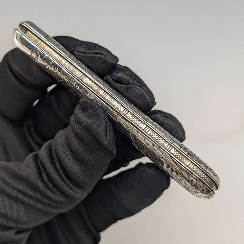 1897 British antique sterling silver folding pen knife Hilliard and Thomason with case