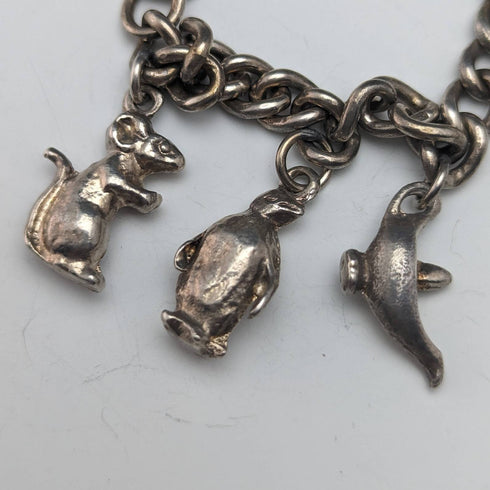 英国ヴィンテージ シルバー チャームブレスレット 46g