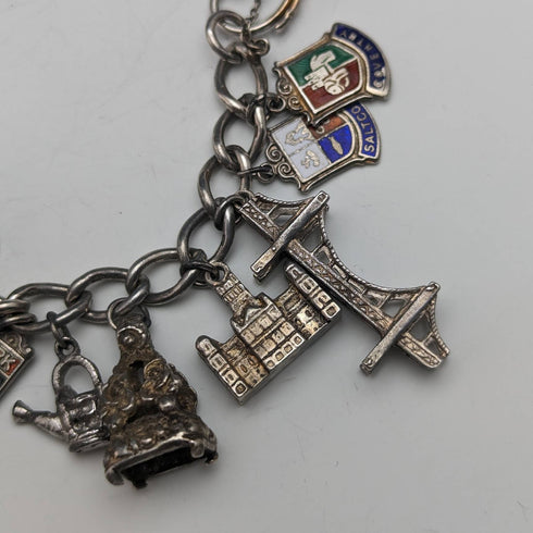 英国ヴィンテージ シルバー チャームブレスレット 75g