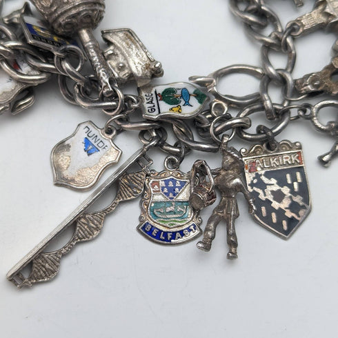 英国ヴィンテージ シルバー チャームブレスレット 75g