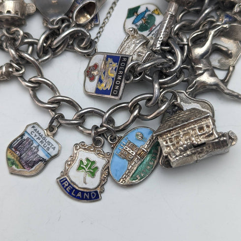英国ヴィンテージ シルバー チャームブレスレット 75g