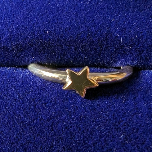 British vintage jewelry 9ct gold star pure silver ring