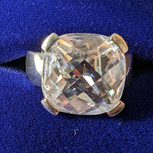 British vintage jewelry large zirconia pure silver ring