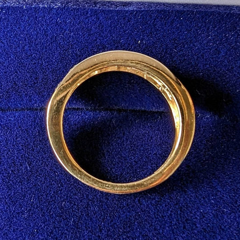 英国ヴィンテージジュエリー キュービックジルコニアx7 純銀ギルトリング(11号)指輪