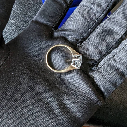 英国ヴィンテージジュエリー キュービックジルコニア 9ctゴールドリング