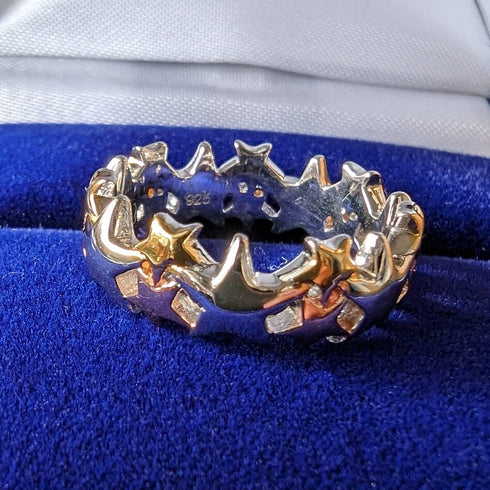 British vintage jewelry multicolor star sterling silver ring