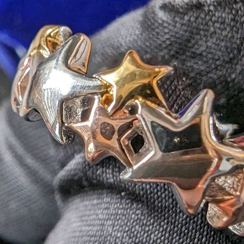 British vintage jewelry multicolor star sterling silver ring