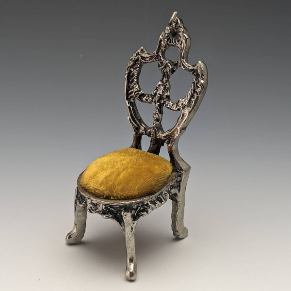 1940s Brass Chair Pocket Watch Holder Yellow Seat