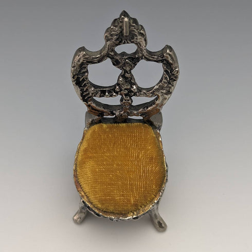 1940s Brass Chair Pocket Watch Holder Yellow Seat