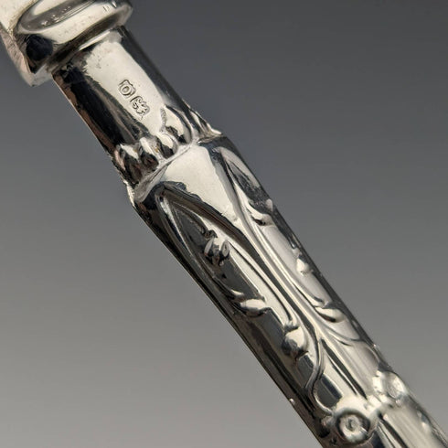 1938年 英国ヴィンテージ 純銀ハンドル ナイフ&スプーンセット Raeno Silver Plate Co