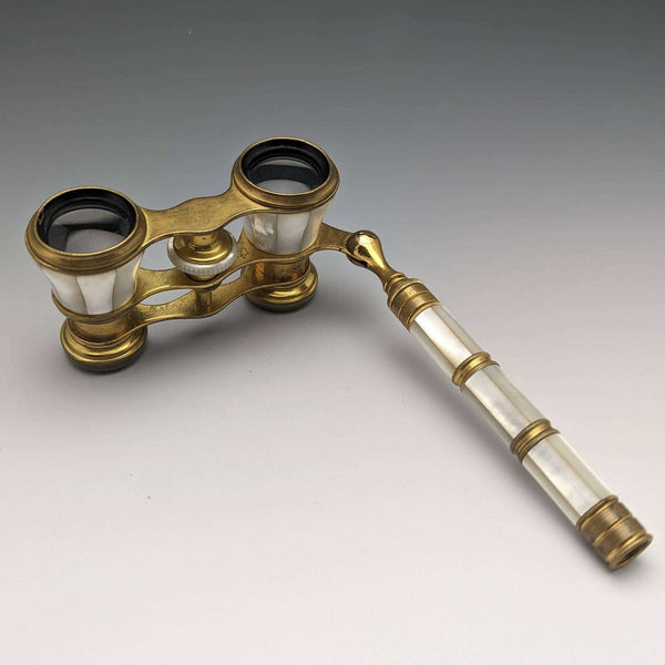 Opera glasses with French vintage white mother of pearl decoration handle IRIS PARIS