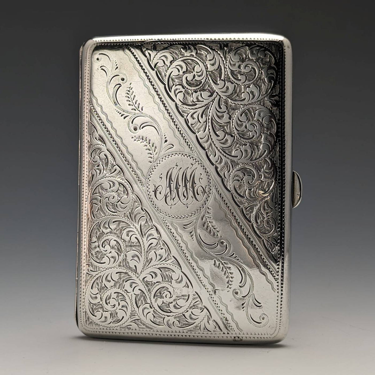 1899年 英国アンティーク 純銀製 両開き型カードケース 94g-