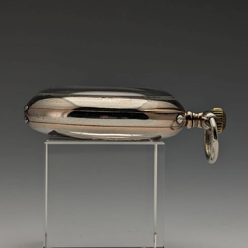 Around 1911 Antique Longines pocket watch Niello decorated silver side case Works well