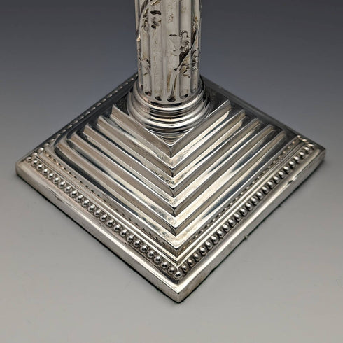 1889年 英国アンティーク シルバープレート製 大型燭台 キャンドルスタンド