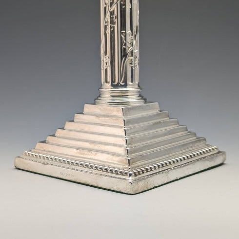 1889年 英国アンティーク シルバープレート製 大型燭台 キャンドルスタンド