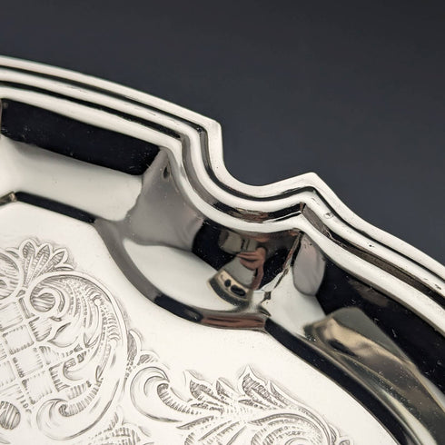 英國復古鍍銀托盤直徑 31 厘米安妮女王盒裝