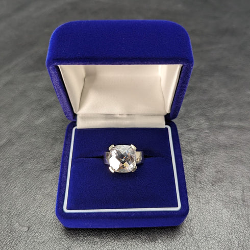 British vintage jewelry large zirconia pure silver ring