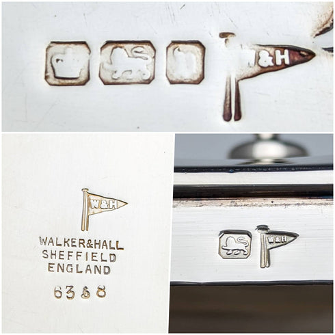 Caja de té de plata esterlina antigua británica de 1913, Walker and Hall