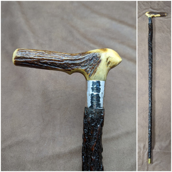 1908年 英国アンティーク 紳士用ステッキ 杖 鹿角クラッチハンドル 85cm