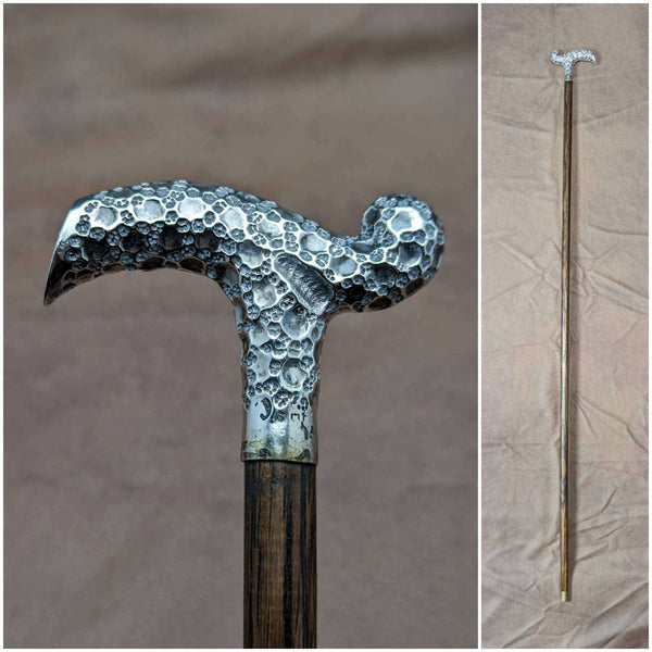 1902 British Antique Ladies Cane Cane Sterling Silver Derby Handle 82cm